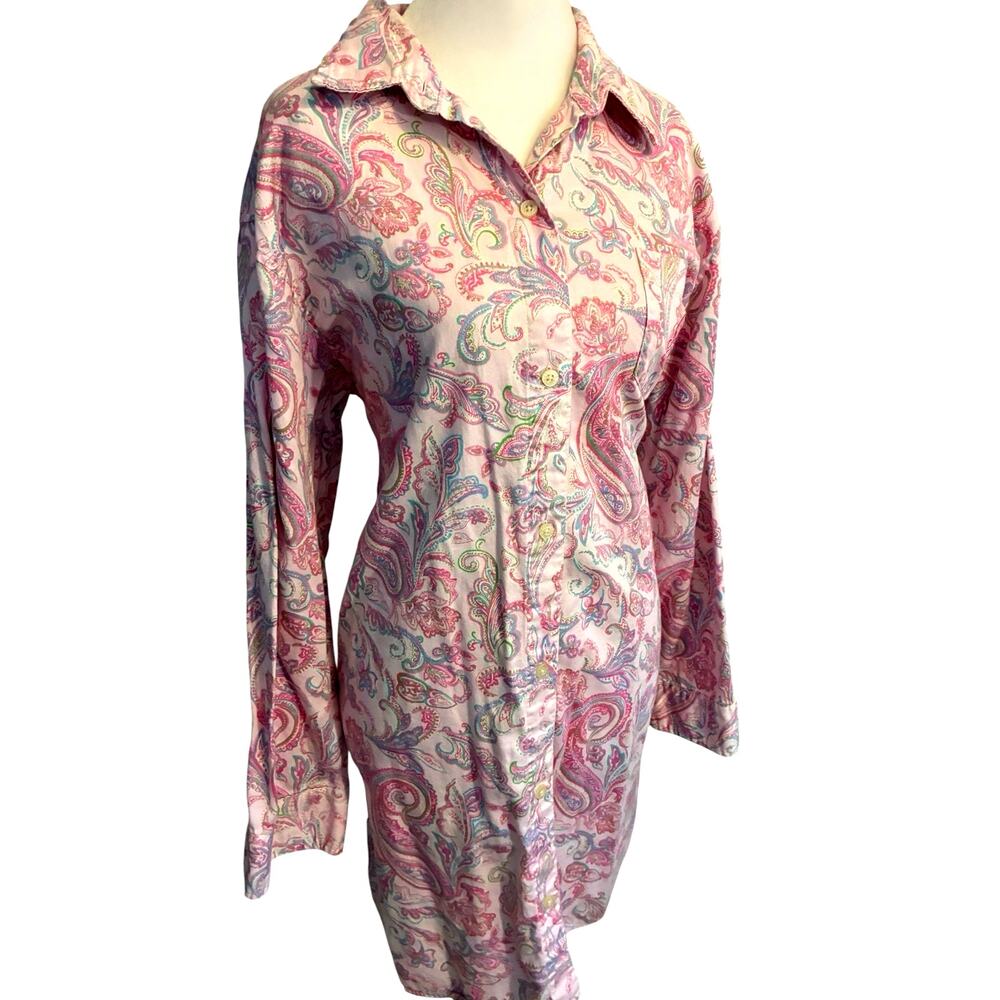 Ralph Lauren Cotton Flannel Pjs Night Shirt Pink Paisley Sleepshirt Nightie XL